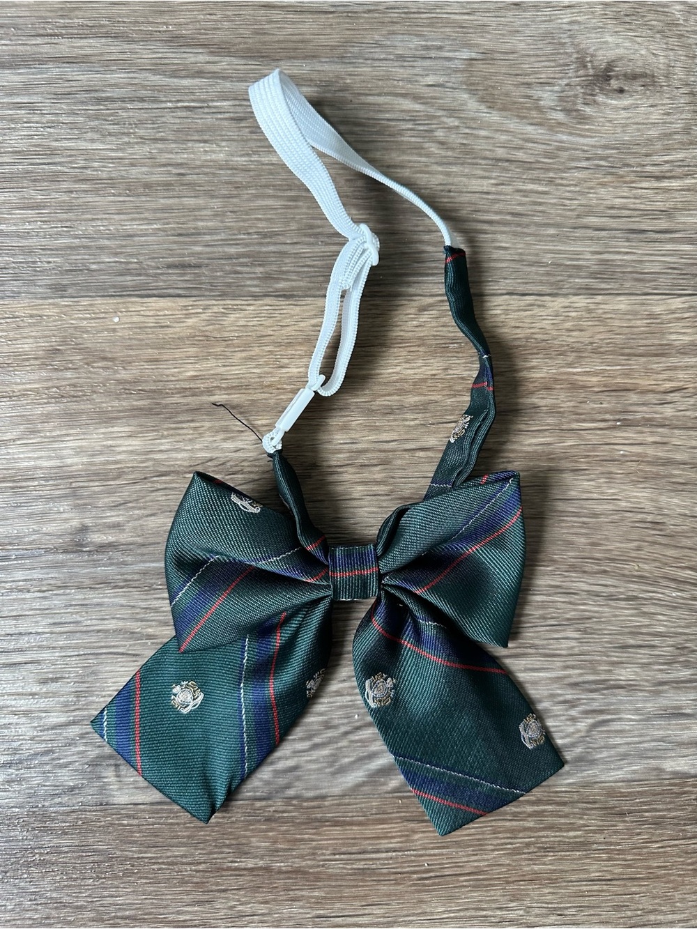 School Uniform Ribbon Tie Dark Green Plaid Crest Emblem JK Cosplay